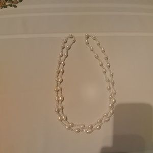 23 inch long pearl and crystal necklace
